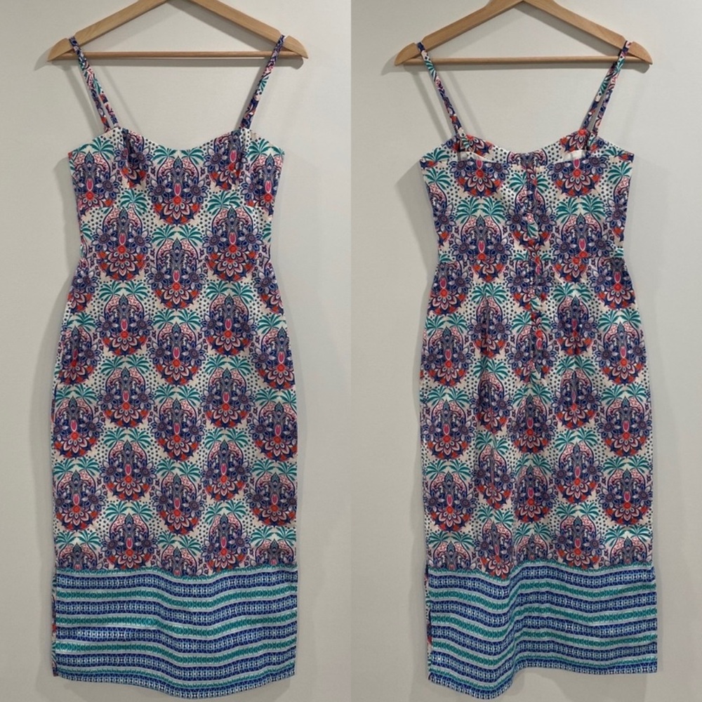 Cara Cara Kenzie Dress in Palm Medallion Teal Size 0